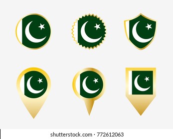 Vector flag set of Pakistan