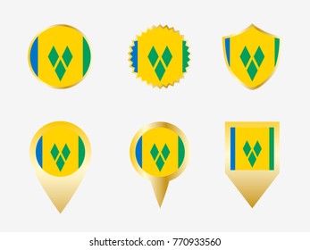 Vector flag set of Saint Vincent and the Grenadines