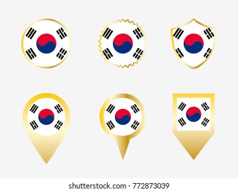 Vector flag set of South Korea