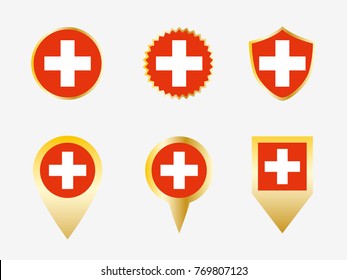 Vector flag set of Switzerland.