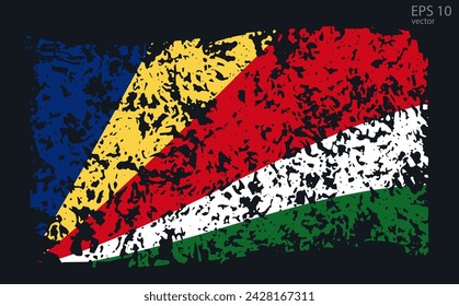 Vektor-Flagge der Seychellen. Vektor-Illustration mit Rissen und Abschürfungen.
