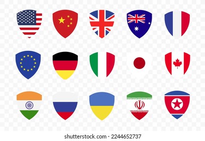 Vector flag in shield frame icons sign design