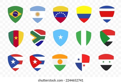 Vector flag in shield frame icons sign design