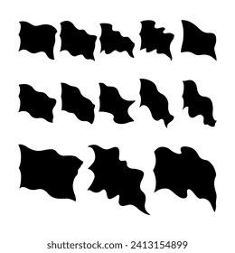 Vector flag silhouette set. black flag icons
