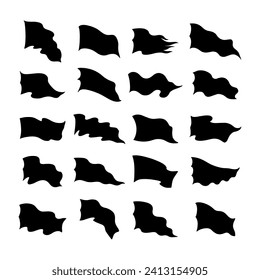 Vector flag silhouette set. black flag icons