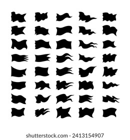 Vector flag silhouette set. black flag icons