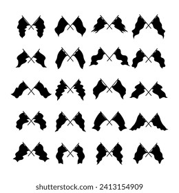 Vector flag silhouette set. black flag icons