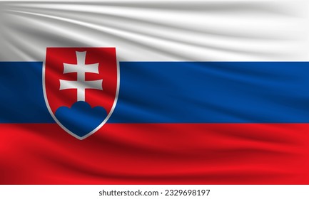 Vector flag of Slovakia waving closeup style background illustration.