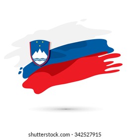 Vector flag of Slovenia painted  with a brush, independance day illustration