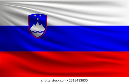 Vector flag of Slovenia waving closeup style background illustration.