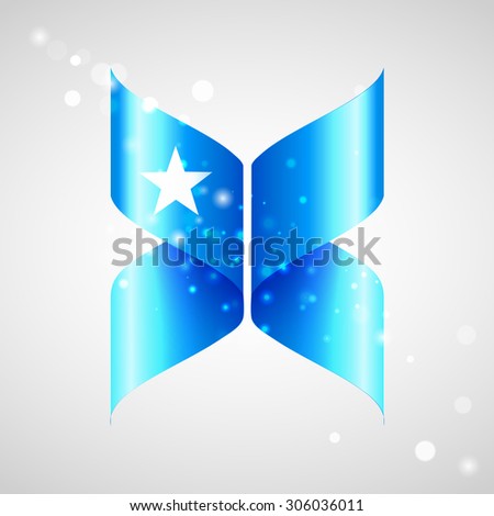 Vector Flag of Somalia  in the form of a butterfly. Ribbon in the colors are twisted together. Independence Day. Visit to the country and learn the language. News.