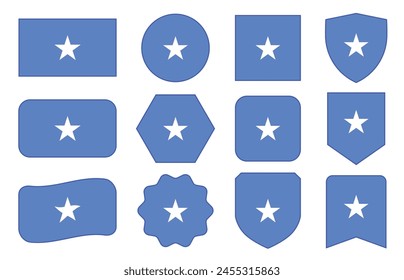 Vector Flag of Somalia in modern abstract shapes, waving, badge, design template