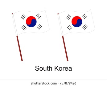 Vector Flag of South Korea isolated on white background. Vector illustration eps 10.