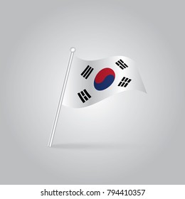 Vector Flag of South Korea isolated on white background. Vector illustration eps 10.