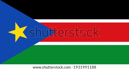 Vector flag of South Sudan. Accurate dimensions and official colors. Symbol of patriotism and freedom. This file is suitable for digital editing and printing of any size.