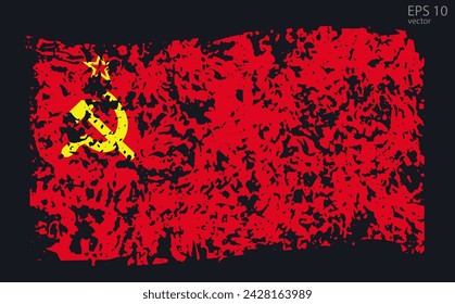 Vector flag of Soviet Union. Vector illustration with cracks and abrasions.
