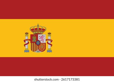 Vector flag of Spain.  Spanish coat of arms.