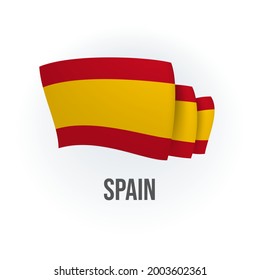 Vector flag of Spain. Spanish waving flag. Vector illustration.