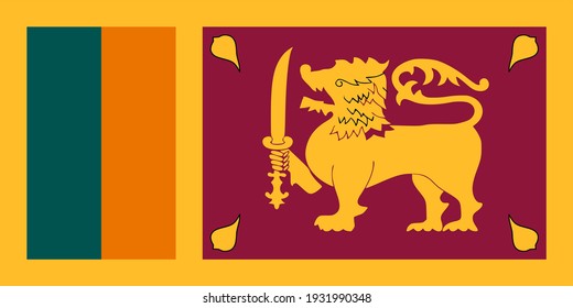 Vector flag of Sri Lanka. Accurate dimensions and official colors. Symbol of patriotism and freedom. This file is suitable for digital editing and printing of any size.