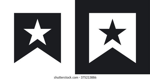 Vector flag with star icon. Two-tone version on black and white background