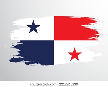 Bandera vectorial del estado de Panamá pintada con un pincel. Bandera vector de la República de Panamá