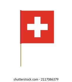 Indicador de vector
Bandera estatal de Suiza sobre un palo. Elemento de diseño. Señales y símbolos. Banderas.