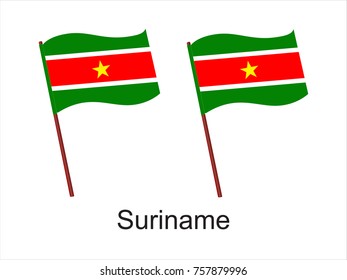 Vector Flag of Suriname isolated on white background. Vector illustration eps 10.