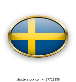 Vector flag of Sweden in a golden frame