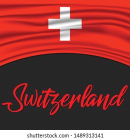 Vector Flag of Switzerland on dark background, illustration