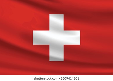 Vector flag of Switzerland. Switzerland waving flag background.