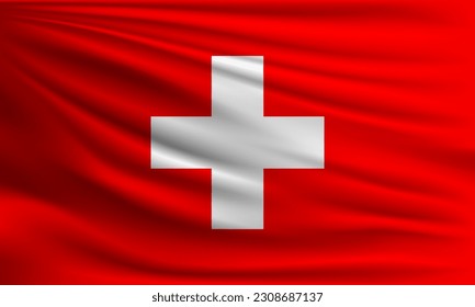 Vektorflagge der Schweiz windet Nahaufnahme-Hintergrundgrafik.