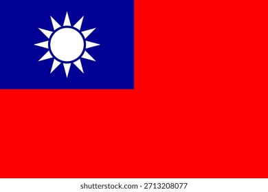 Bandera de Vector de Taiwán, una parte de la República de China en Asia Oriental. Dimensiones precisas y colores oficiales. Este archivo es adecuado para la edición digital y la impresión de cualquier tamaño.
