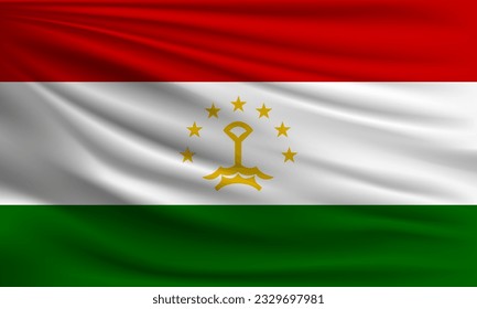 Bandera vectorial de Tayikistán ondeando una ilustración de fondo estilo closeup.