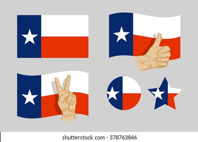 Vector Flag Of Texas. Icons Set