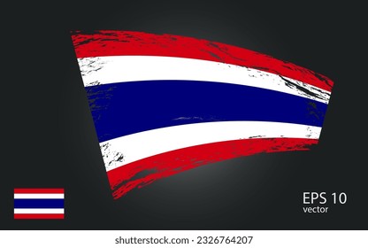 Vector flag of thailand, illustration. Brush paint stroke trail view with Flat vector flag.
