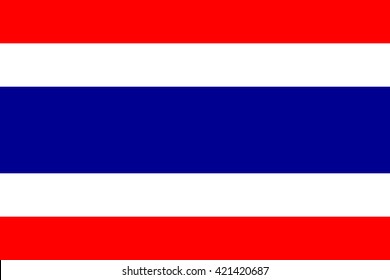 Vector flag of Thailand, Thai flag illustration. Official national vector flag of Thailand country