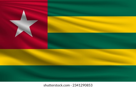 Bandera vectorial de Togo ondeando una ilustración de fondo estilo closeup.