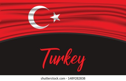 Vector Flag of Turkey on dark background, illustration