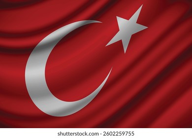 Vector flag of Turkey. Turkey waving flag background.