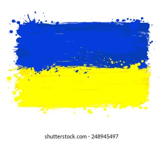 Vector flag of Ukraine. Graffiti in grange style with brush strokes and paint splashes. Commonwealth of the Independent States.