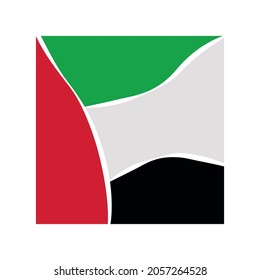 Vector flag of the United Arab Emirate. Abstract icon squared