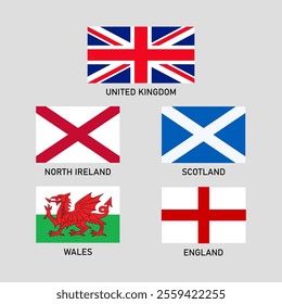 Vector flag of United Kingdom of Great Britain and Northern Ireland - Scotland, England, Northern Irenland and Wales This file is.