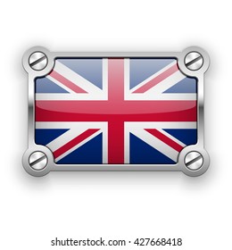 Vector flag of United Kingdom in a silver frame
