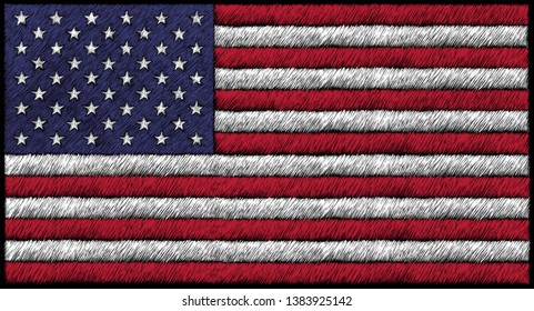 The Vector Flag of the United State for T-shirt design background or outwear. Flag The USA banner background for Memorial Day or Independence Day July 4th of USA.