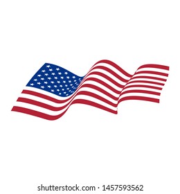 Vector flag of United States of America. Waving flag of USA, vector illustration. Bright colors