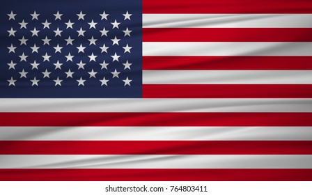 Vector flag of United States blowig in the wind. EPS 10.