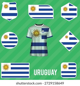 Vektorfahne von Uruguay. Genaue Abmessungen und offizielle Farben. Symbol des Patriotismus und der Freiheit. Diese Datei eignet sich für die digitale Bearbeitung und den Druck in beliebiger Größe.