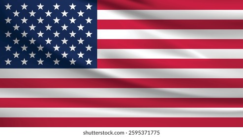 Vector flag of USA. United States of America waving flag background.