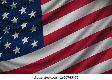Vector flag of USA. USA waving flag background.