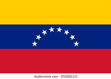 Vector flag of Venezuela. Accurate dimensions and official colors. Symbol of patriotism and freedom. This file is suitable for digital editing and printing of any size.